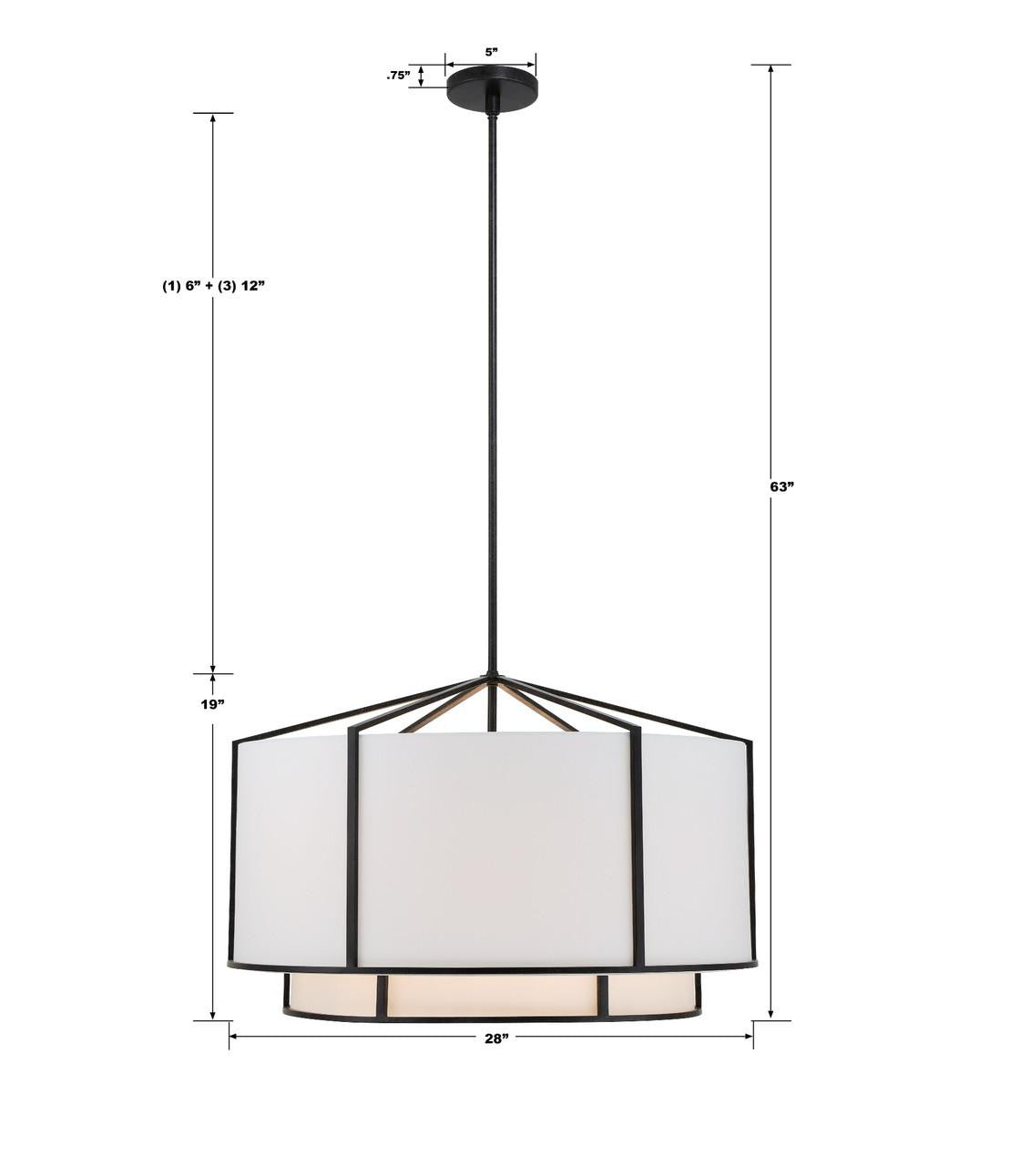 Crystorama Carlyn Chandelier - Black 19"H