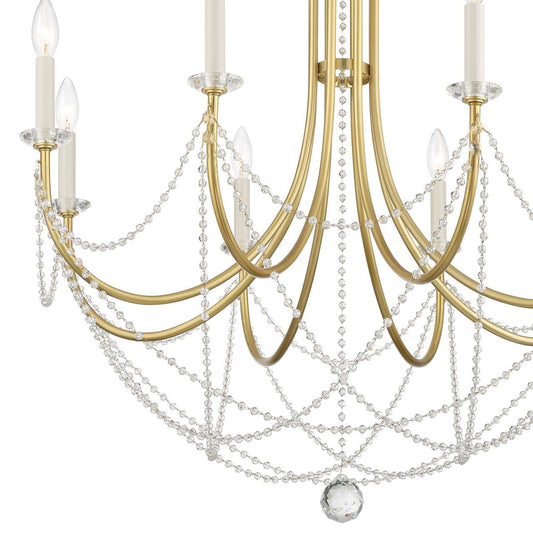 Crystorama Delilah Chandelier - Aged Brass 37"H