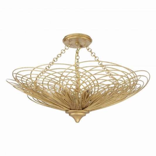 Crystorama Doral Semi Flush Mount - Renaissance Gold 10"H