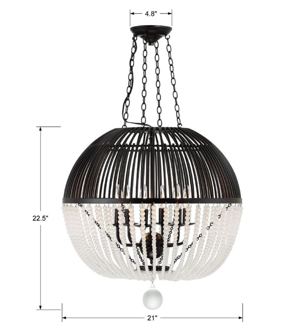 Crystorama Duval Chandelier - Matte Black 22.5"H