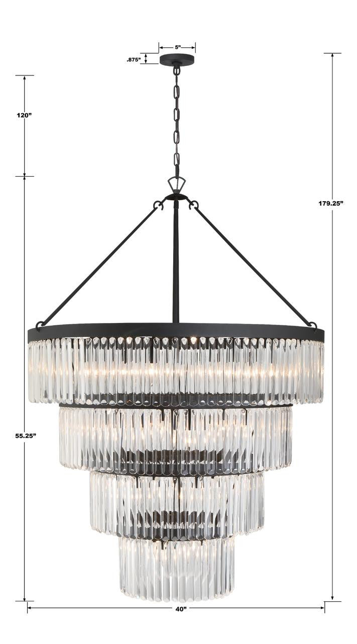 Crystorama Emory Chandelier - Black Forged 55.25"H