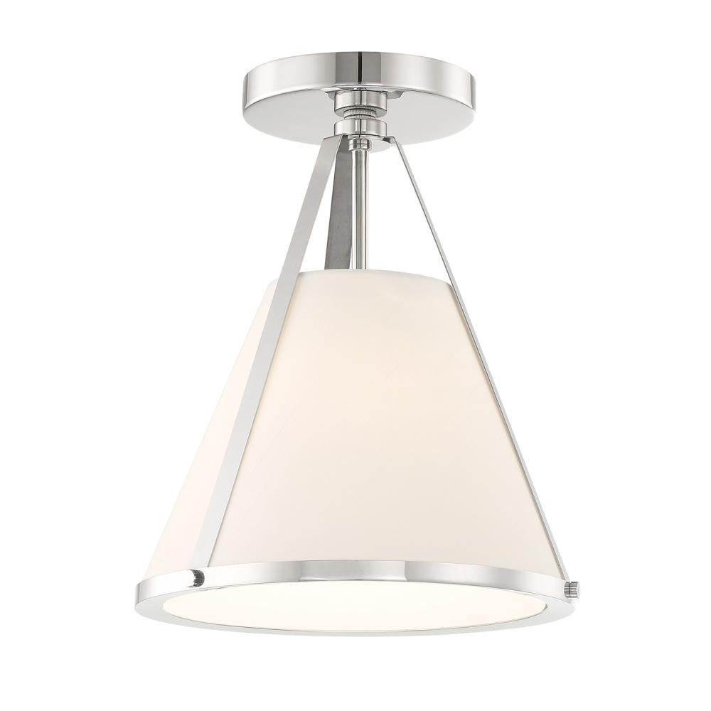 Crystorama Fulton 1 Light Semi Flush Mount Polished Nickel
