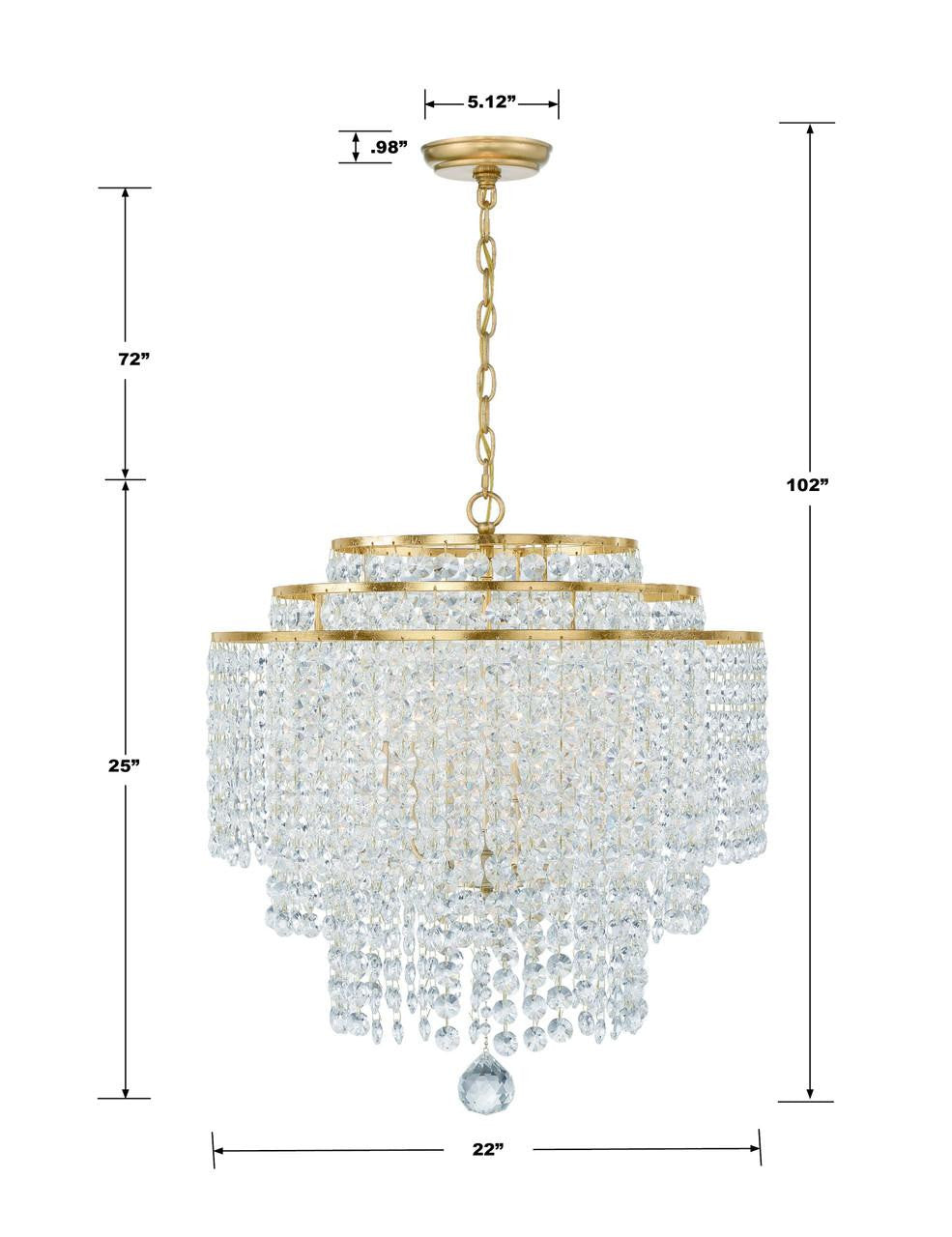 Crystorama Gabrielle Chandelier - Antique Gold, Hand Cut Crystal 25"H