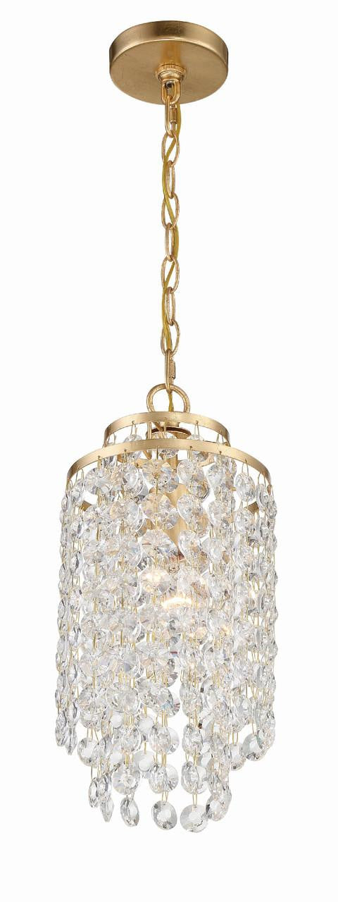 Crystorama Gabrielle Mini Pendant - Antique Gold, Hand Cut Crystal 14"H