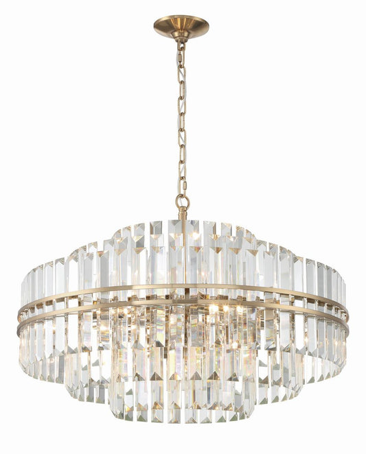 Crystorama Hayes 16 Light Chandelier - Aged Brass, Faceted Crystal 20.5"H