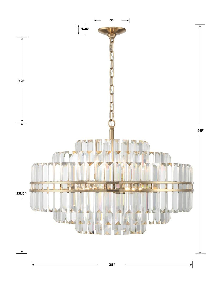 Crystorama Hayes 16 Light Chandelier - Aged Brass, Faceted Crystal 20.5"H