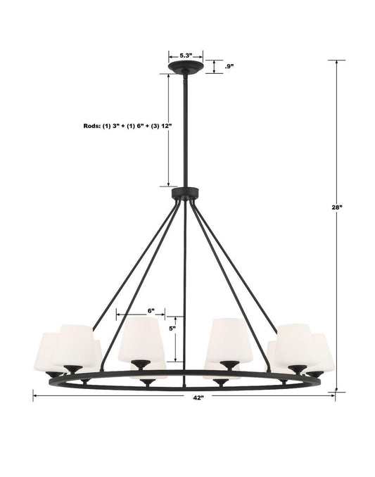 Crystorama Keenan Chandelier - Matte Black 28"H