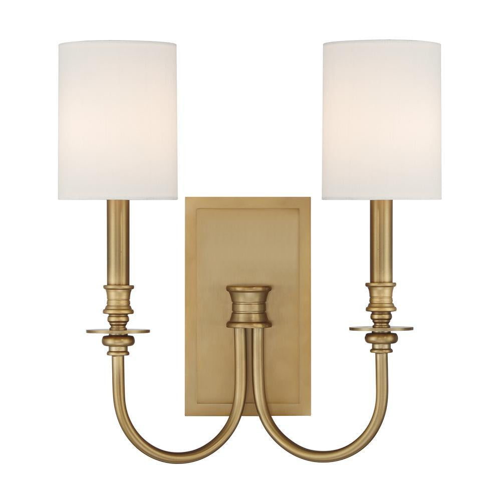 Crystorama Lloyd 2 Light Wall Sconce Aged Brass