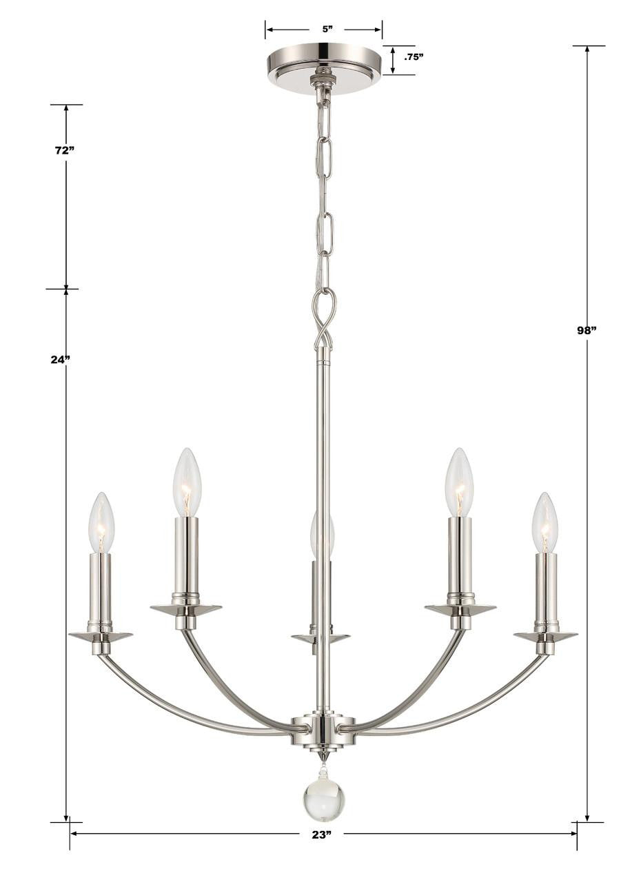 Crystorama Mila Chandelier - Polished Nickel 24"H