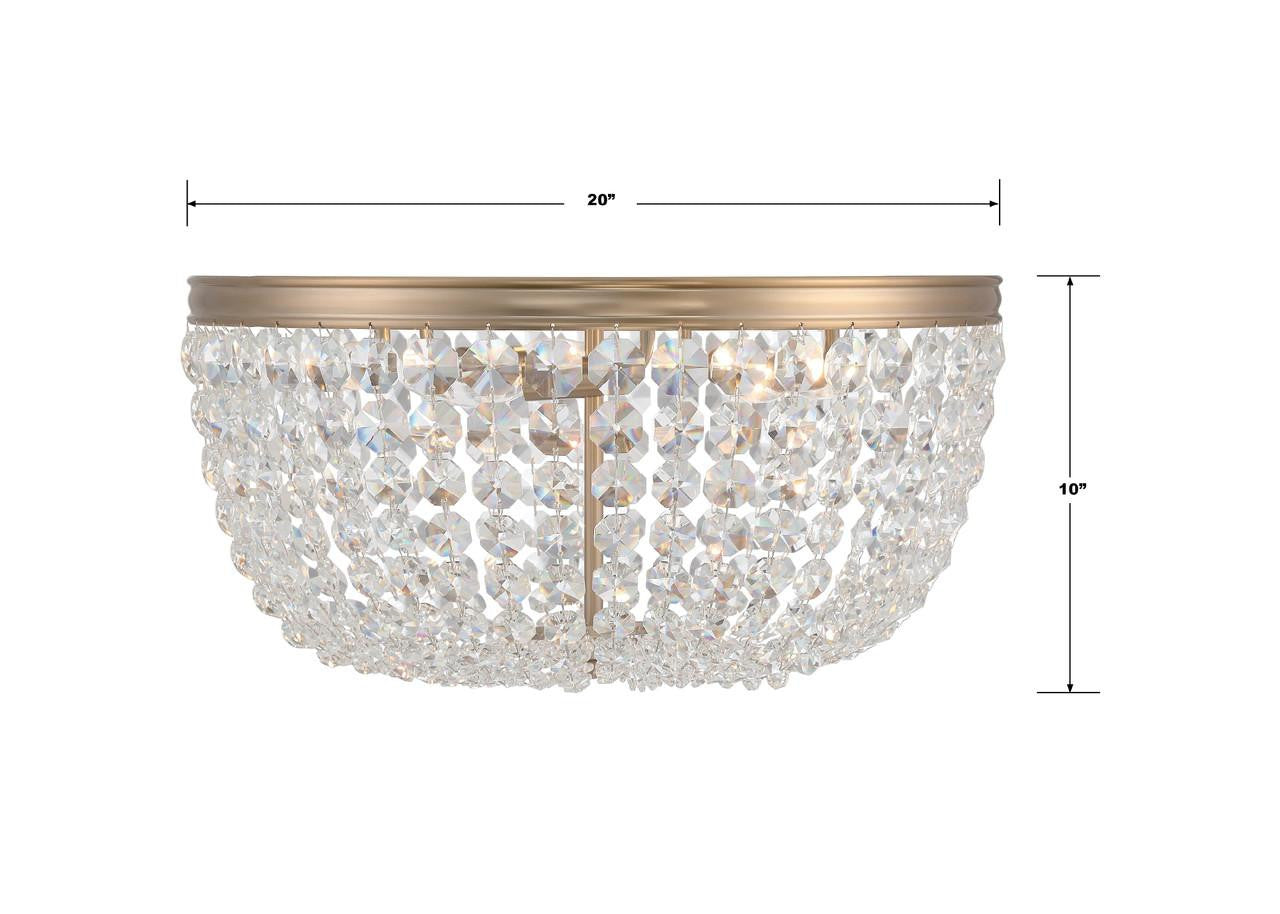 Crystorama Nola Flush Mount - Vibrant Gold, Hand Cut Crystal 10"H