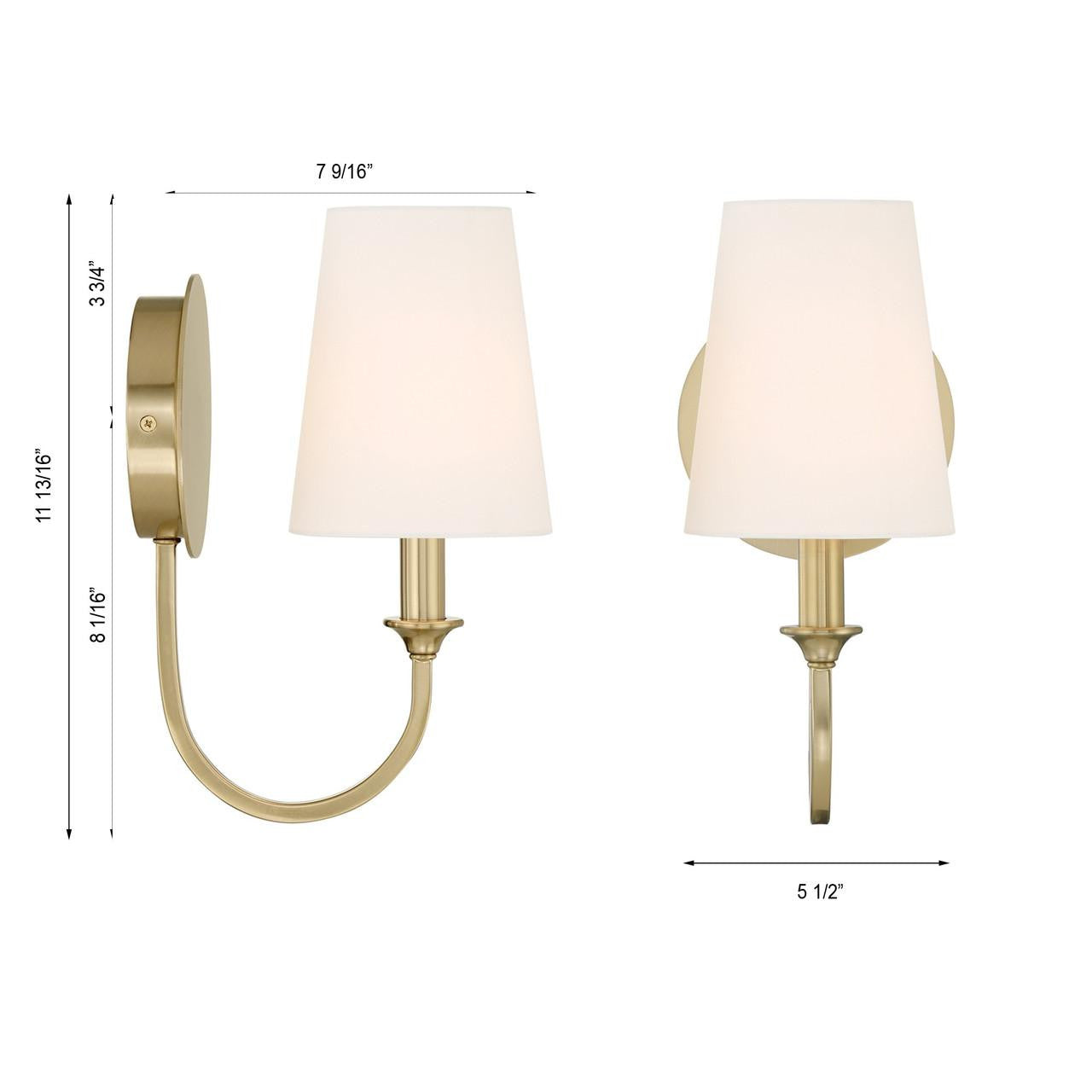 Crystorama Payton 1 Light Wall Sconce - Vibrant Gold 11.75"H