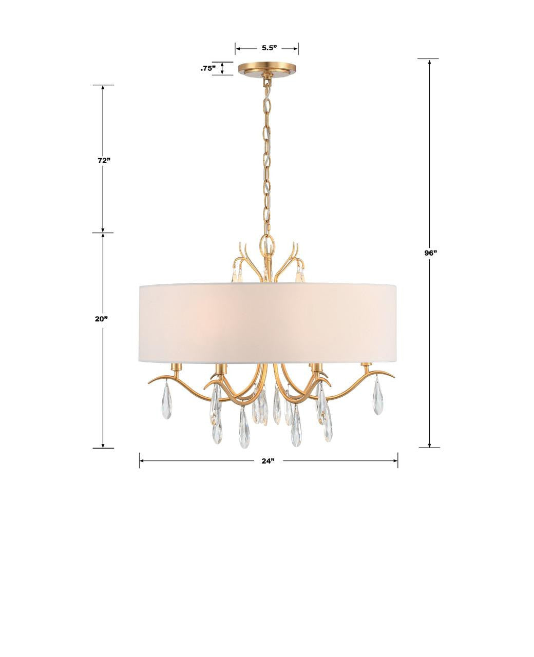 Crystorama Rollins Chandelier - Antique Gold, Hand Cut Crystal 20"H