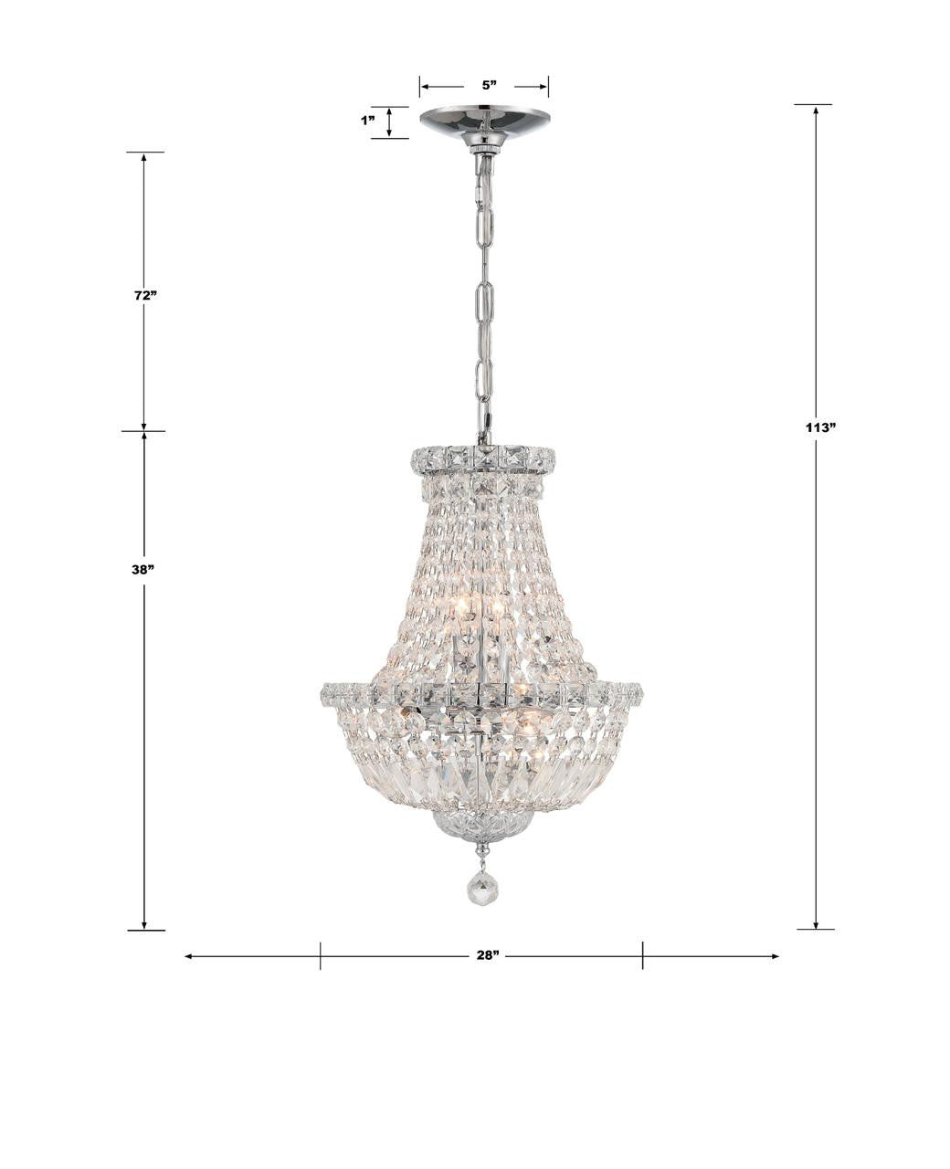 Crystorama Roslyn Chandelier - Polished Chrome, Hand Cut Crystal 38"H
