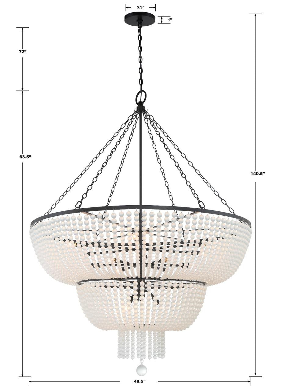 Crystorama Rylee Chandelier - Matte Black 63.5"H
