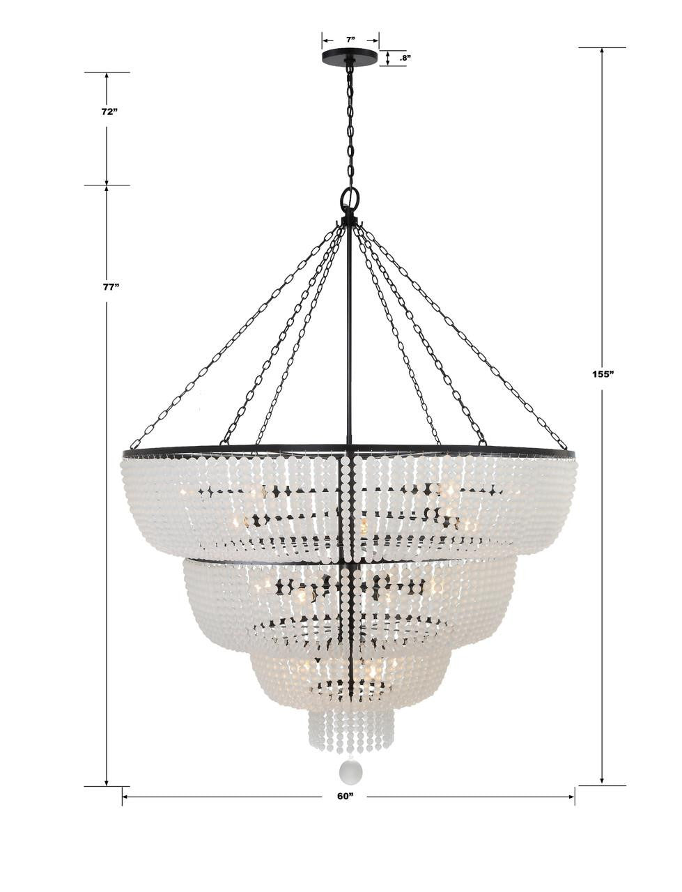 Crystorama Rylee Chandelier - Matte Black 77"H