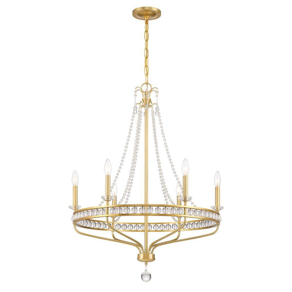 Crystorama Seville 6 Light Chandelier Aged Brass