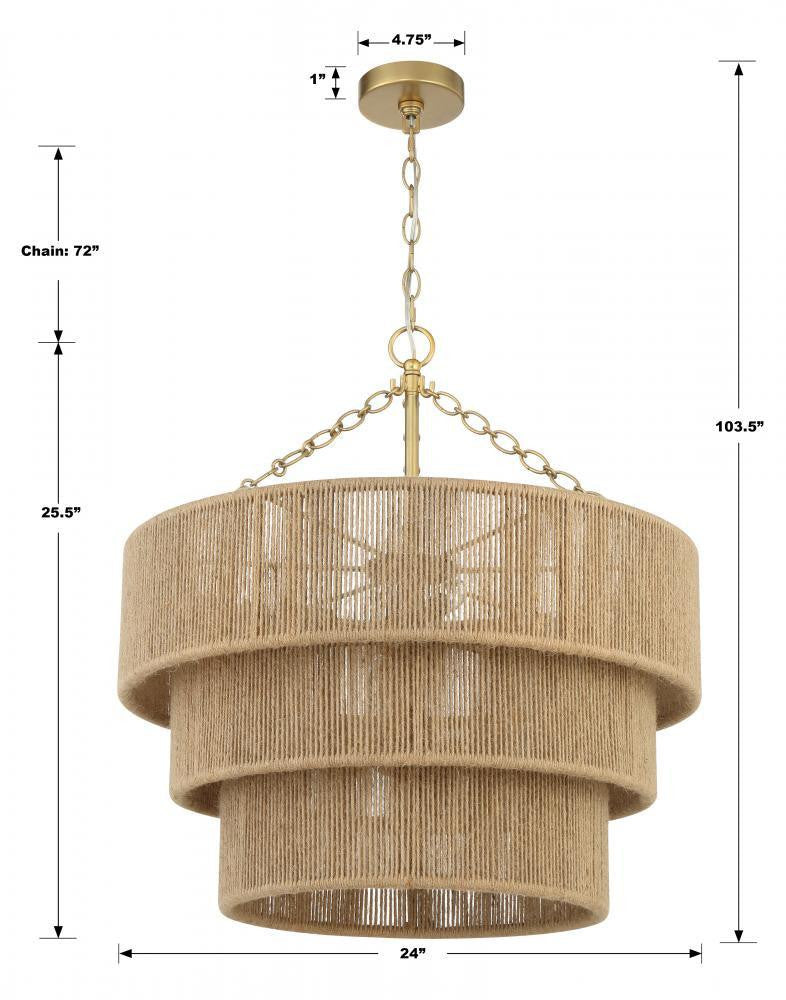 Crystorama Shyla Chandelier - Soft Gold 25.5"H