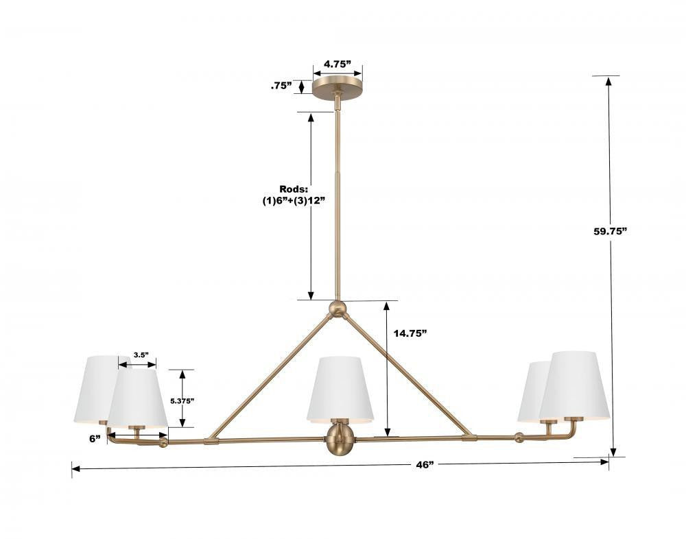 Crystorama Xavier Chandelier - Vibrant Gold, White 14.75"H