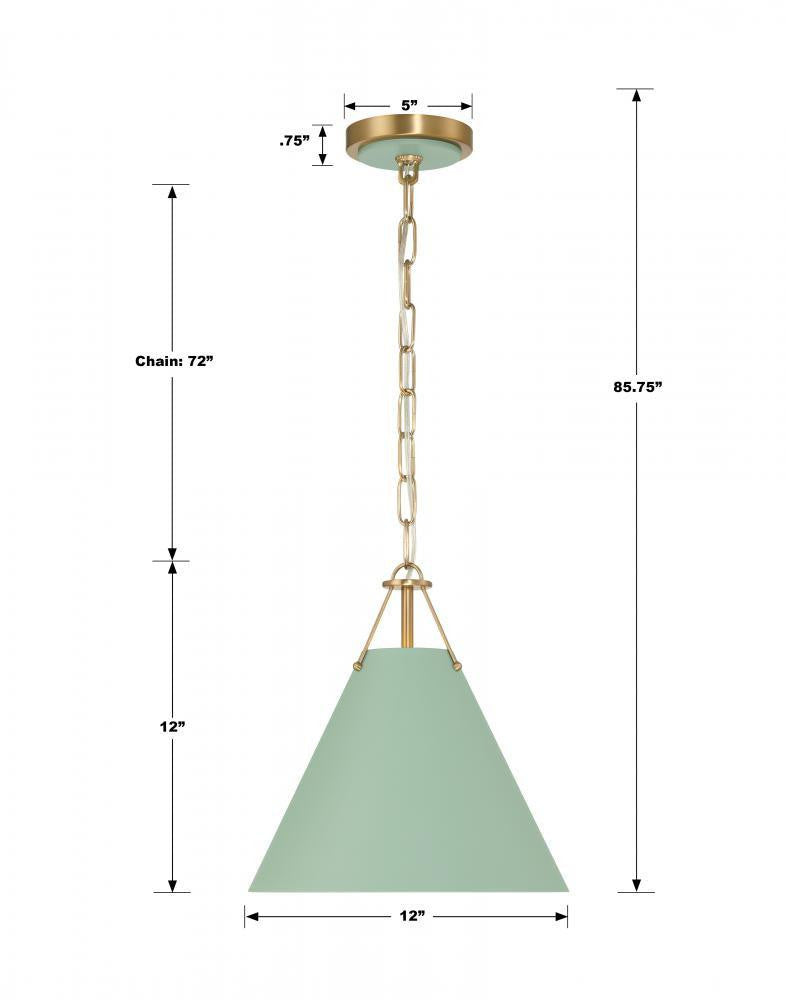 Crystorama Xavier Mini Pendant - Vibrant Gold, Green 12"H