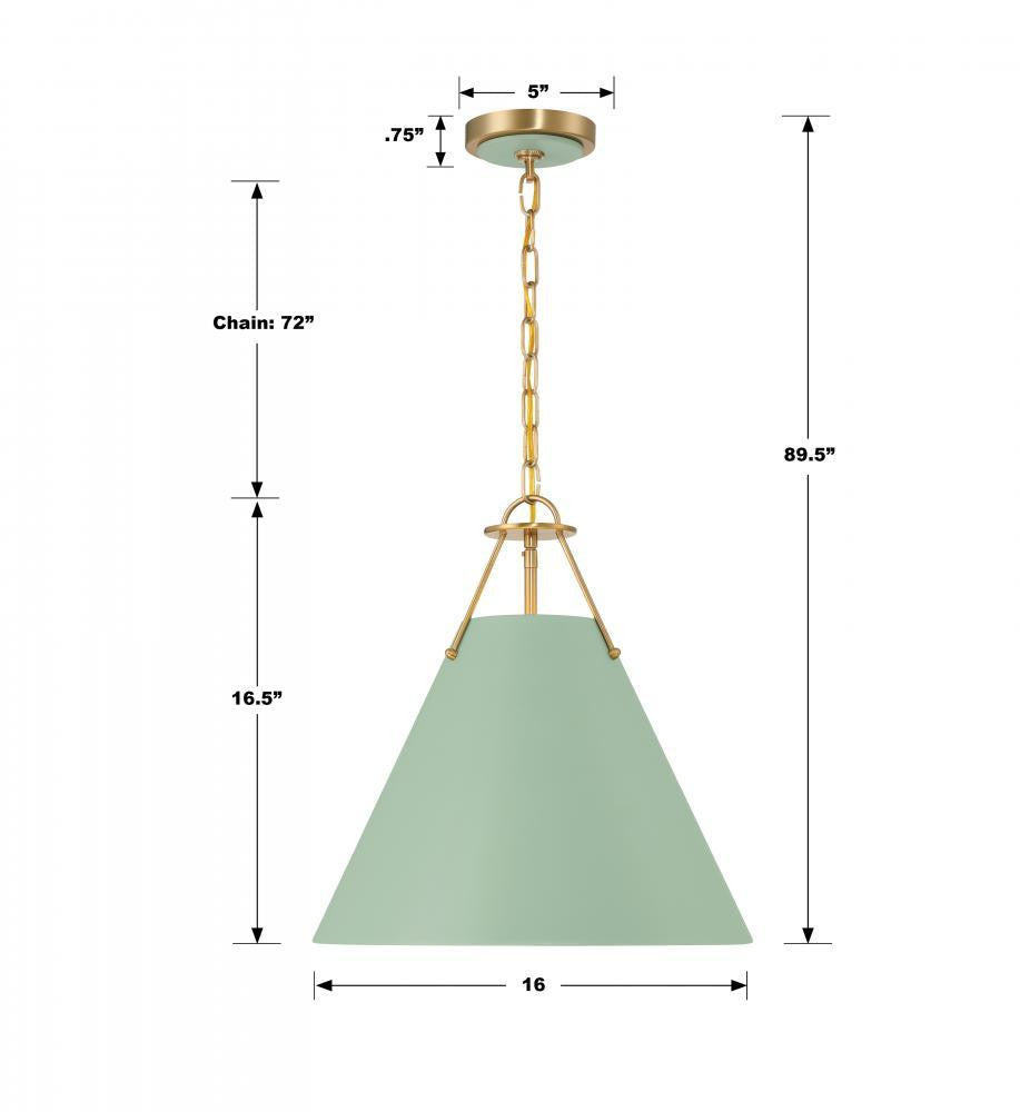 Crystorama Xavier Pendant - Vibrant Gold, Green 16.5"H
