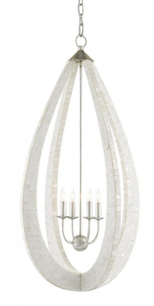 Currey and Company Arietta White Teardrop Chandelier