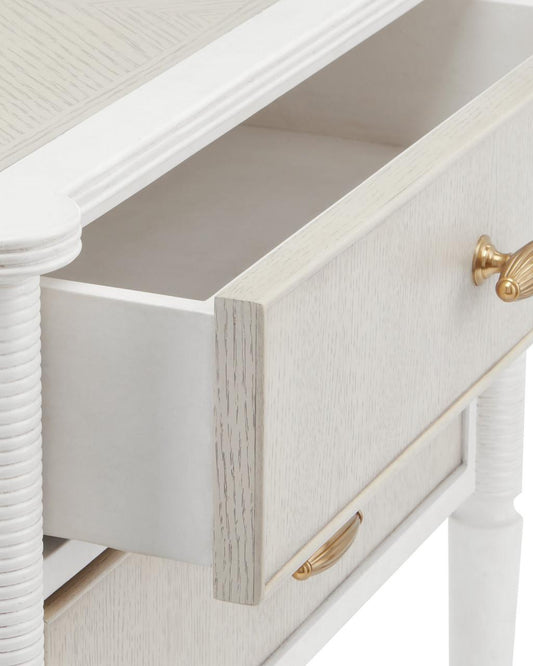 Currey and Company Aster White Nightstand