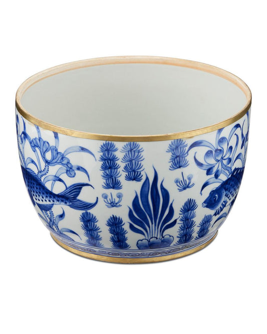 Currey and Company Blue & White Rice Tureen, Set of 3