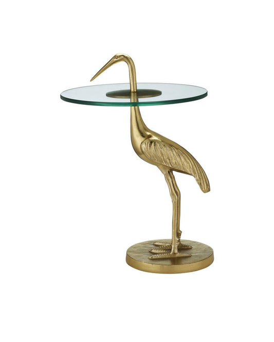 Currey and Company Crane Brass Accent Table