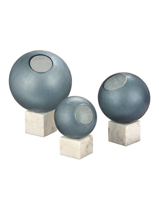 Currey and Company Fresno Blue Orb, Set of 3