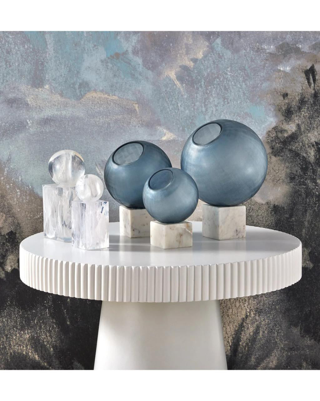 Currey and Company Fresno Blue Orb, Set of 3
