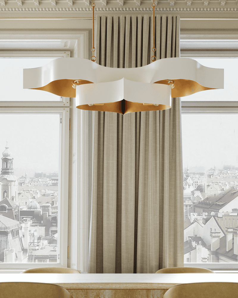 Currey and Company Grand Lotus Oval White Chandelier