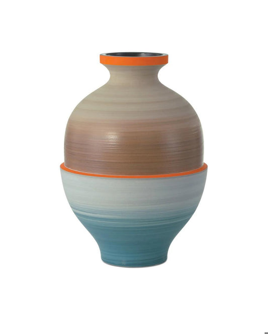 Currey and Company Happy 80's Vase, Set of 3, Orange, Beige, Pale Gray, Yellow, Blue
