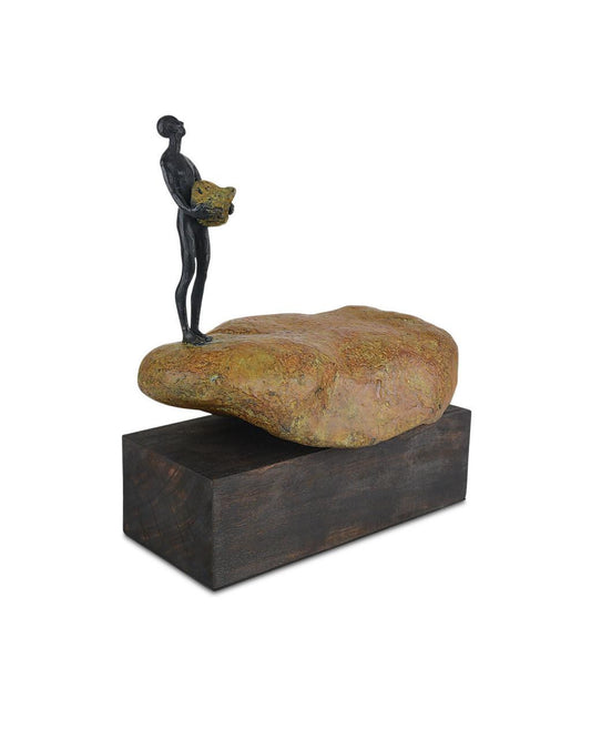 Currey and Company Man on Rock Small Bronze