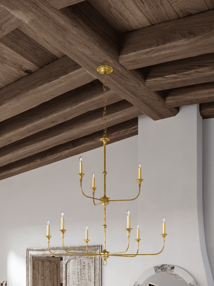 Currey and Company Nottaway Two-Tier Gold Chandelier