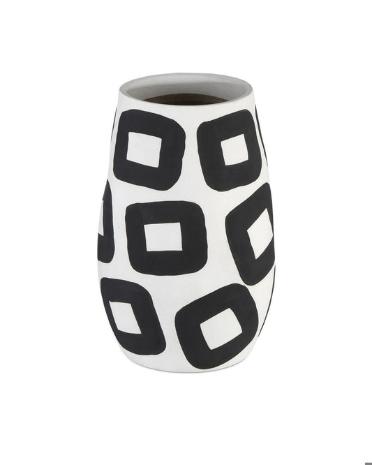 Currey and Company Pagliacci Large Black & White Vase
