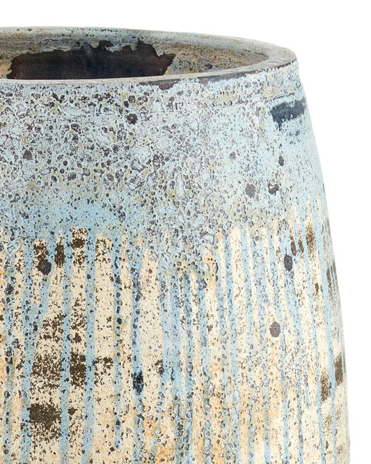 Currey and Company Sicilia Medium Antique Blue Drip Planter