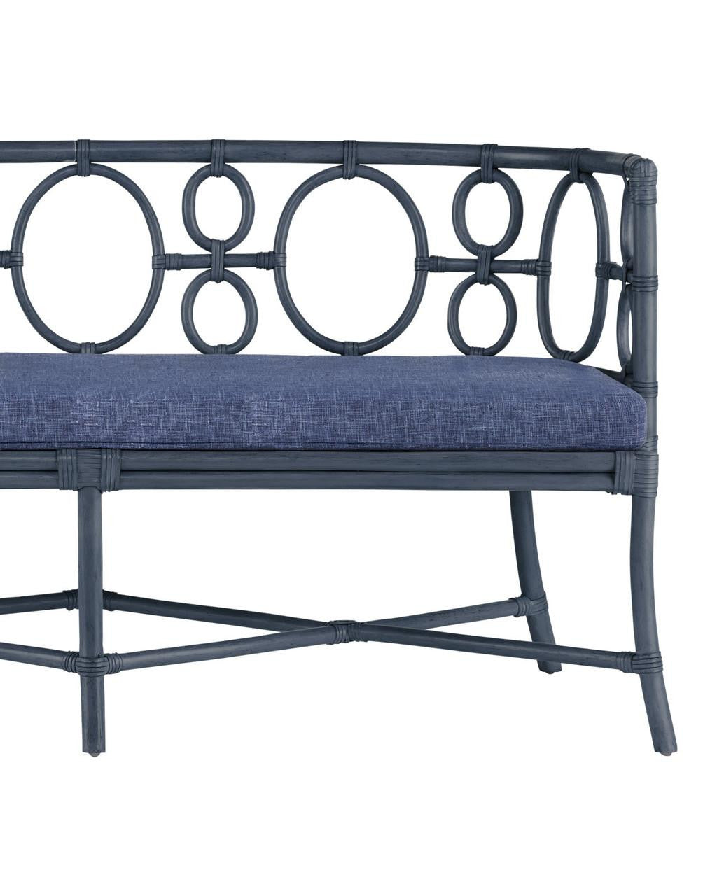 Currey and Company Tegal Navy Bench, Finn Indigo