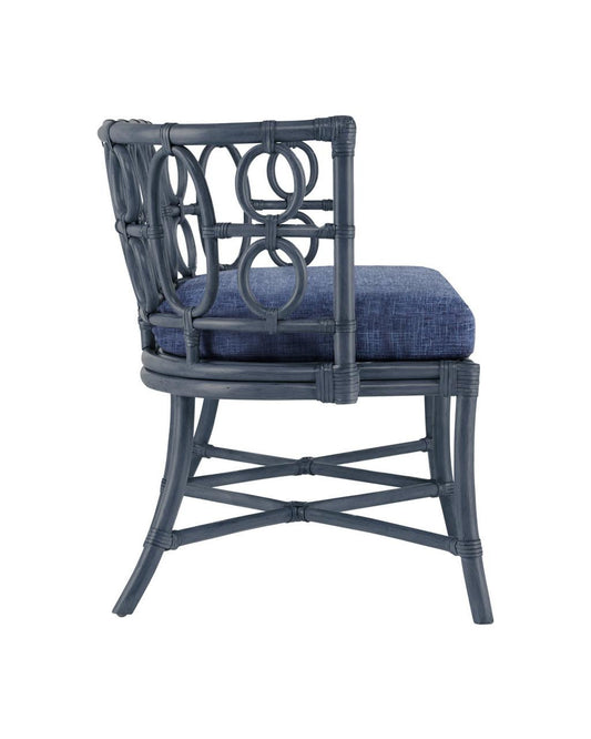 Currey and Company Tegal Navy Bench, Finn Indigo