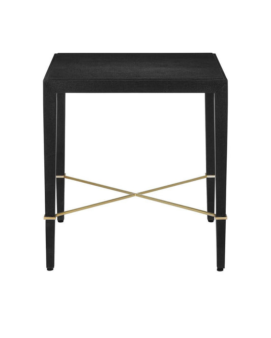 Currey and Company Verona Black Linen End Table