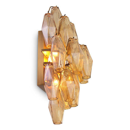 Eichholtz Benini Wall Sconce, 3-Light, Antique Brass, Amber Glass, 12.2"W (115535UL YV0J041YLX)