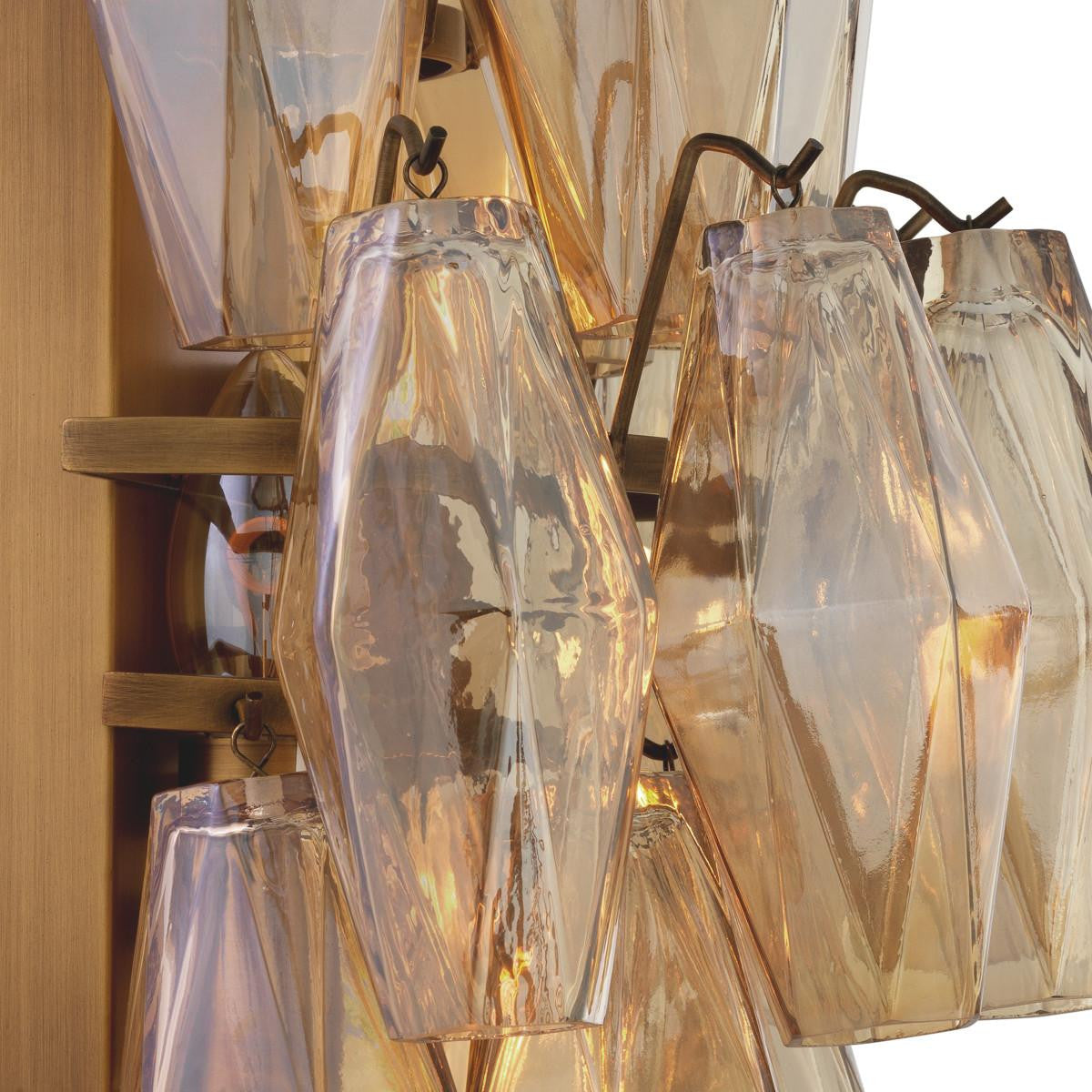 Eichholtz Benini Wall Sconce, 3-Light, Antique Brass, Amber Glass, 12.2"W (115535UL YV0J041YLX)