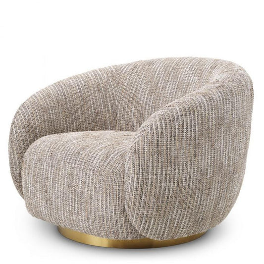 Eichholtz Brice Swivel Chair Beige, Brushed Brass