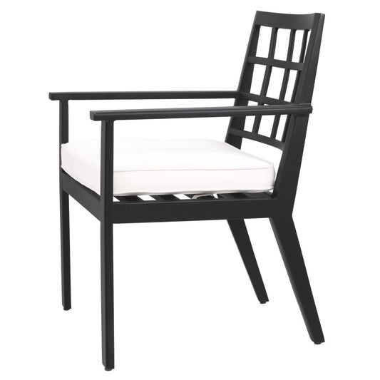 Eichholtz Cap-Ferrat Outdoor Dining Chair, White, Black Frame, 25.39"W (115024 YV0J041RR9)