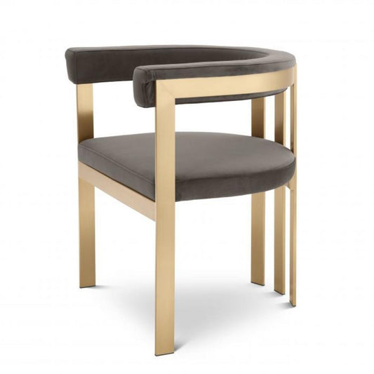 Eichholtz Clubhouse Dining Chair Gray, Brushed Brass