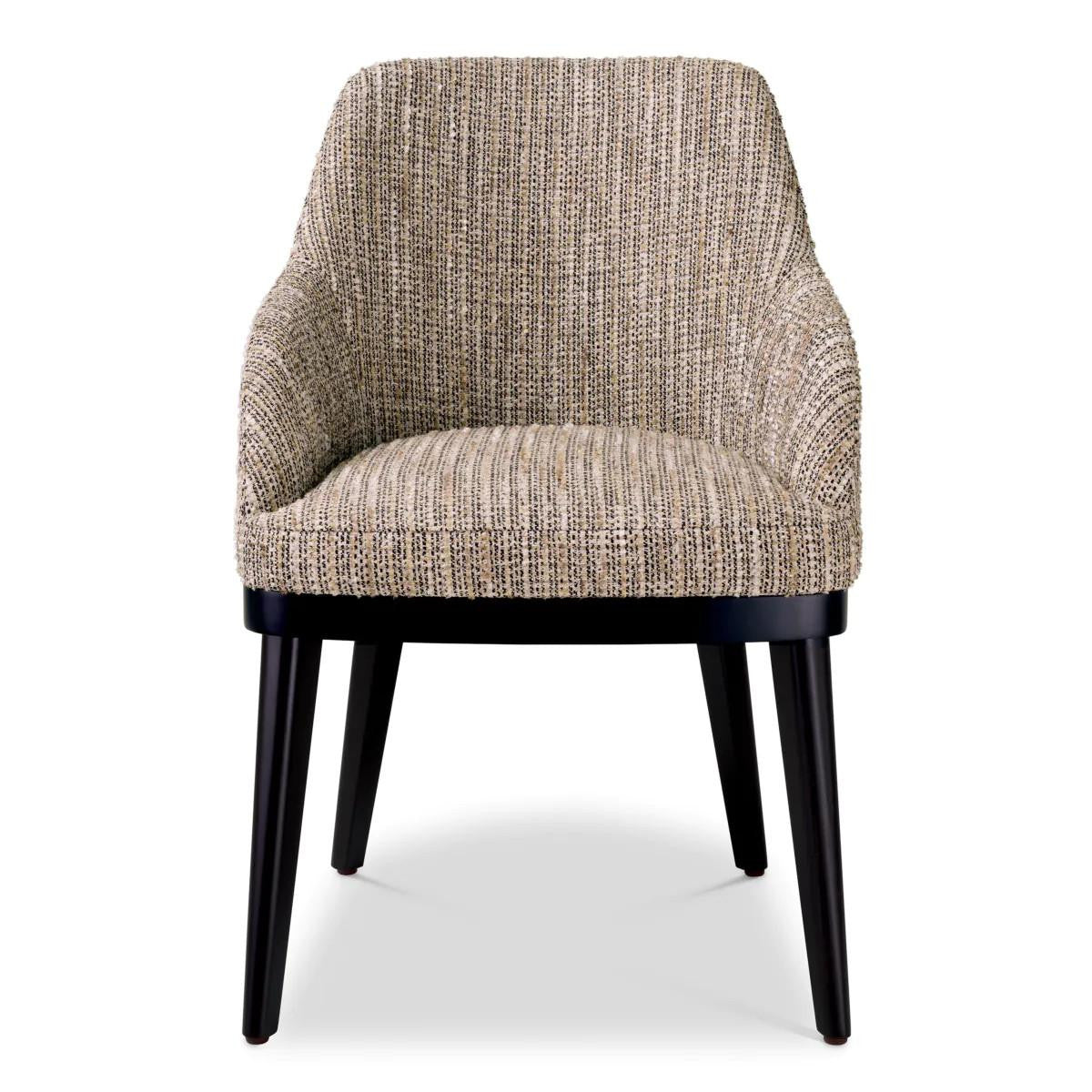 Eichholtz Costa Dining Chair, Mademoiselle Beige Fabric, Black Legs, 32.68"H (A116513 YV0J03YXXW)