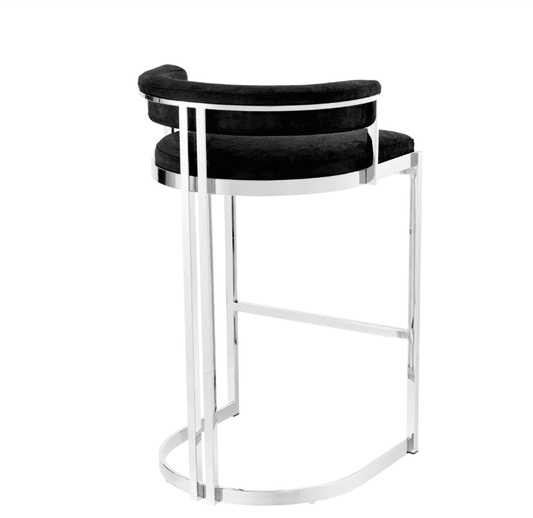 Eichholtz Dante Counter Stool, Black Velvet, Polished Stainless Steel, 31.89"H (A111672 YV0J03YW1E)