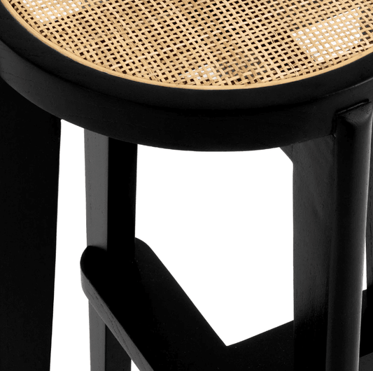 Eichholtz Dareau Bar Stool, Classic Black, Natural, 30.12"H (114381 YV0J03YP6C)