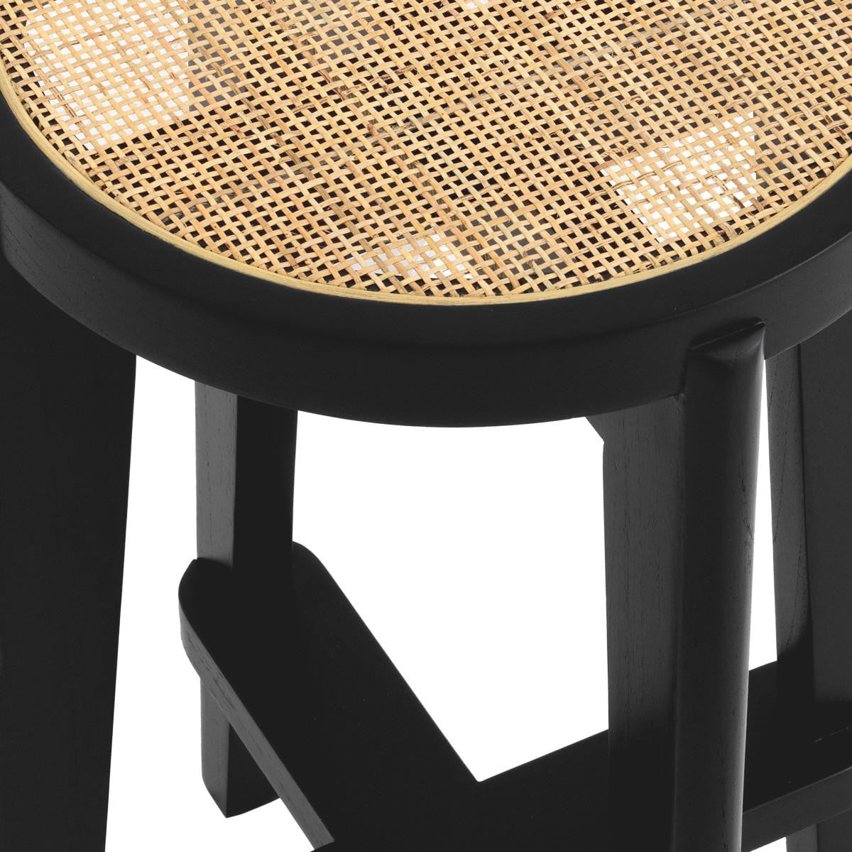 Eichholtz Dareau Counter Stool, Classic Black, Natural, 26.38"H (114382 YV0J03YW1F)