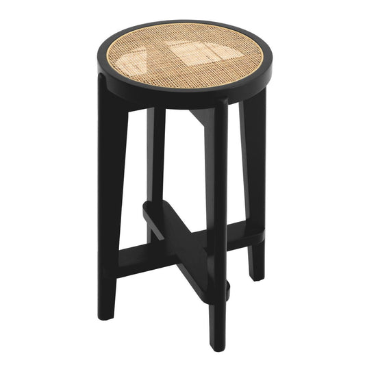 Eichholtz Dareau Counter Stool, Classic Black, Natural, 26.38"H (114382 YV0J03YW1F)