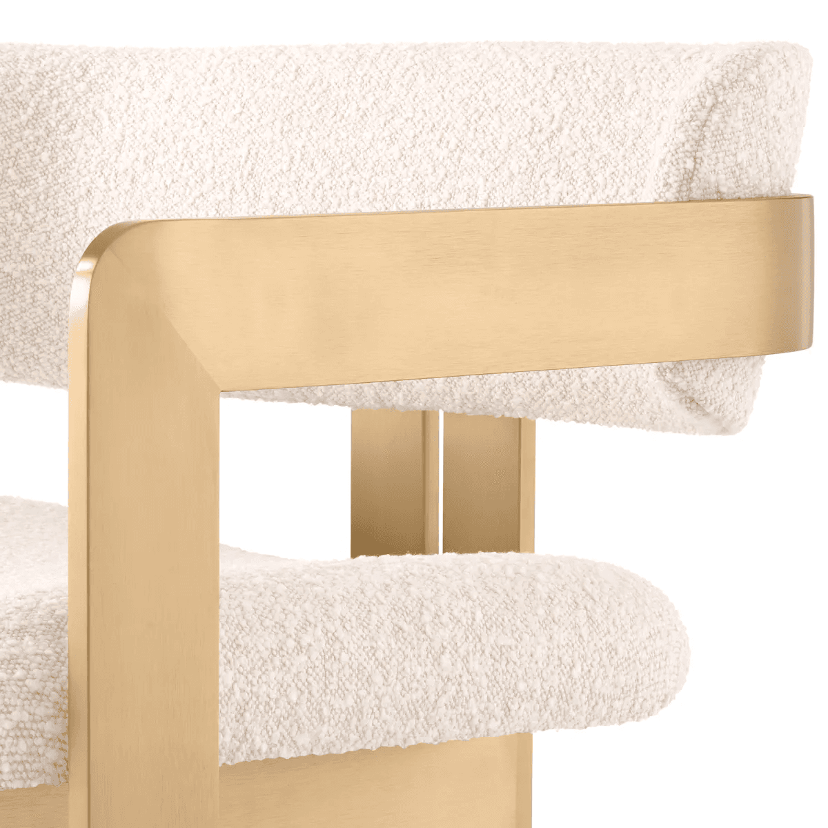 Eichholtz Donato Armchair, Boucle Cream Fabric, Brushed Brass, 26.77"H (A116375 YV0J03YU0Q)